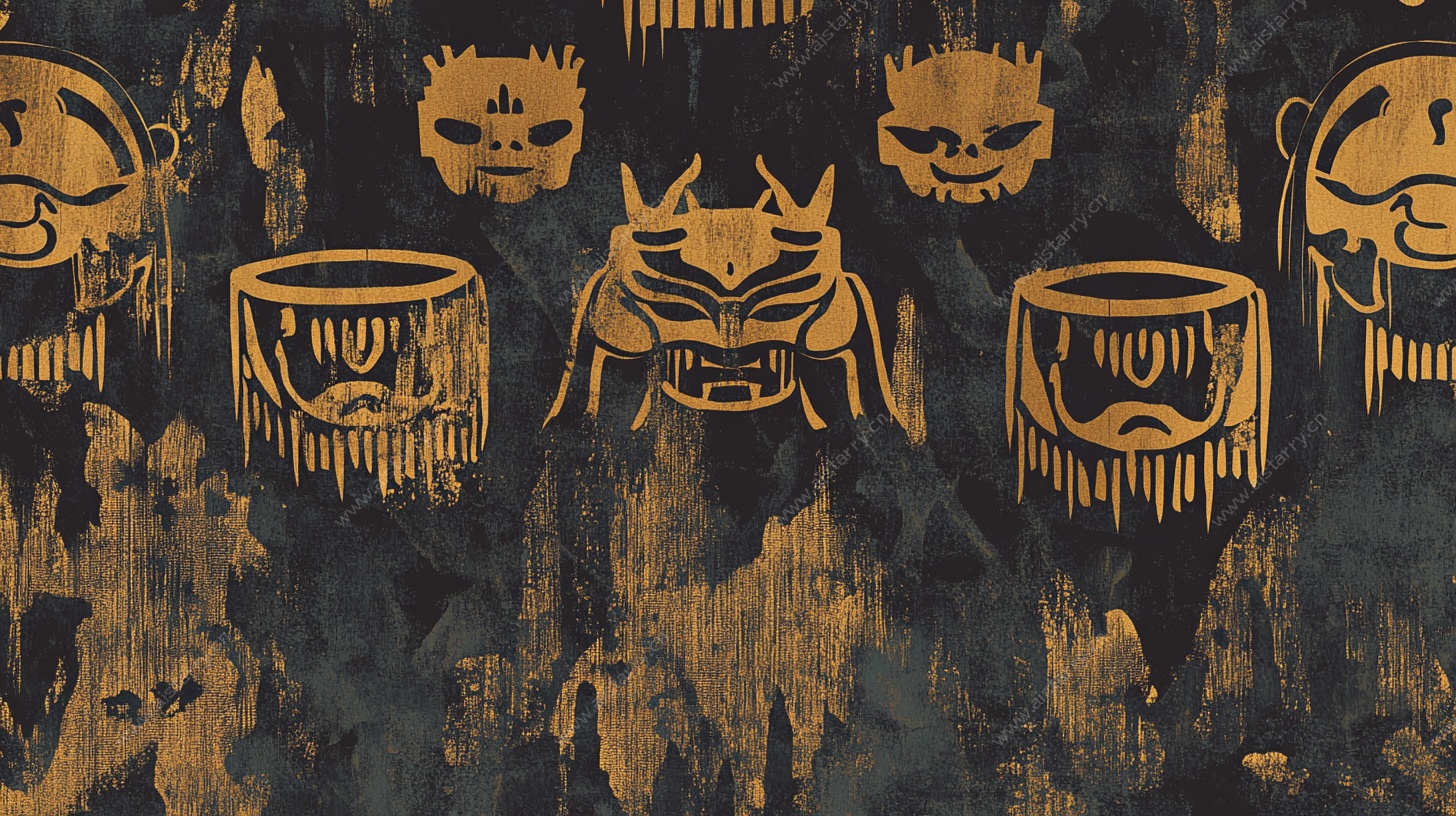 黑金风神秘图腾图案背景