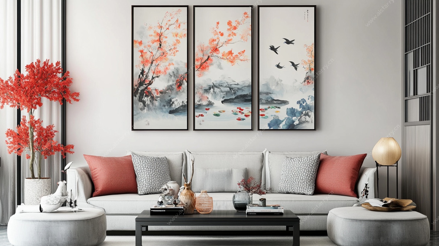 中式客厅挂画装饰效果图