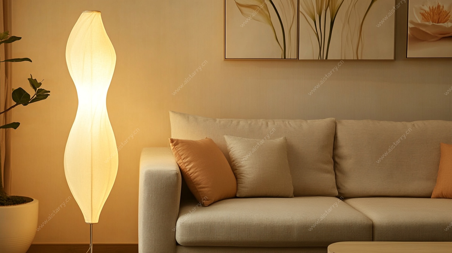 温馨客厅的艺术落地灯