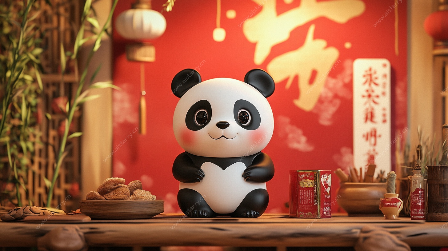 熊猫摆件贺新春氛围浓