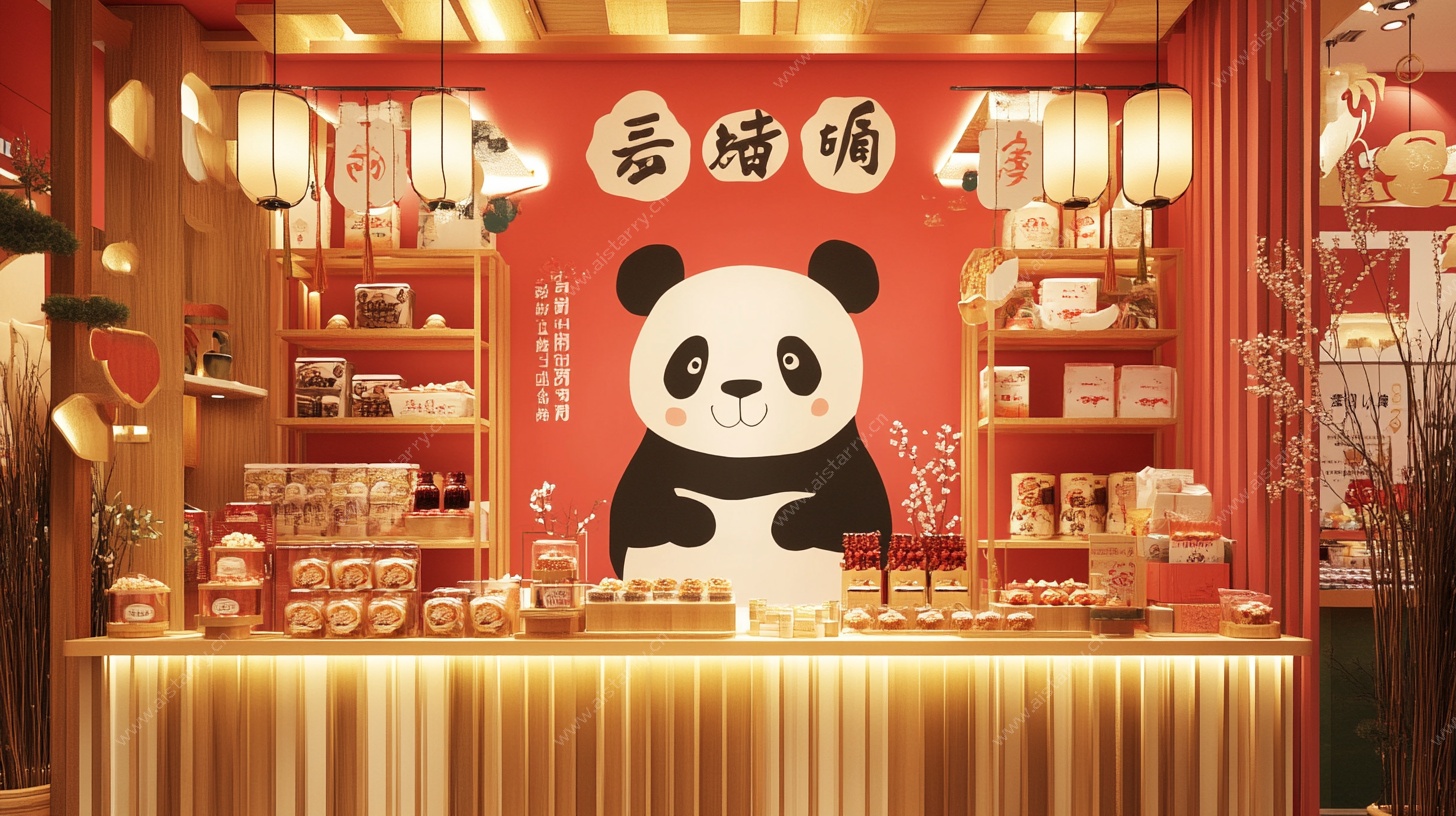 熊猫主题中式糕点店