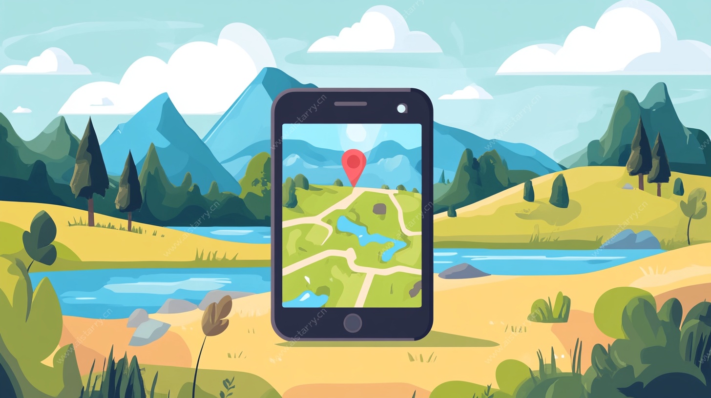 手机导航指引户外美景