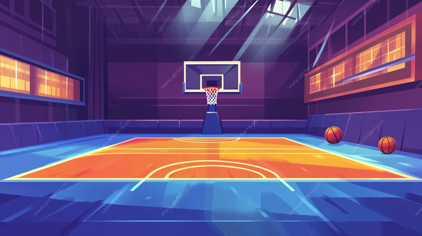 室内篮球场插画