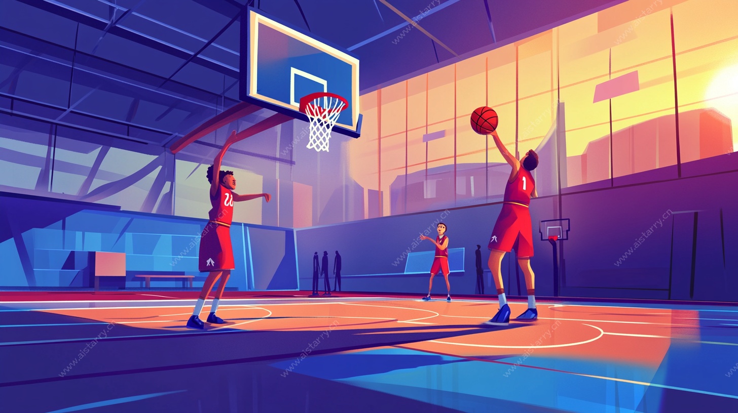 室内篮球运动场景插画
