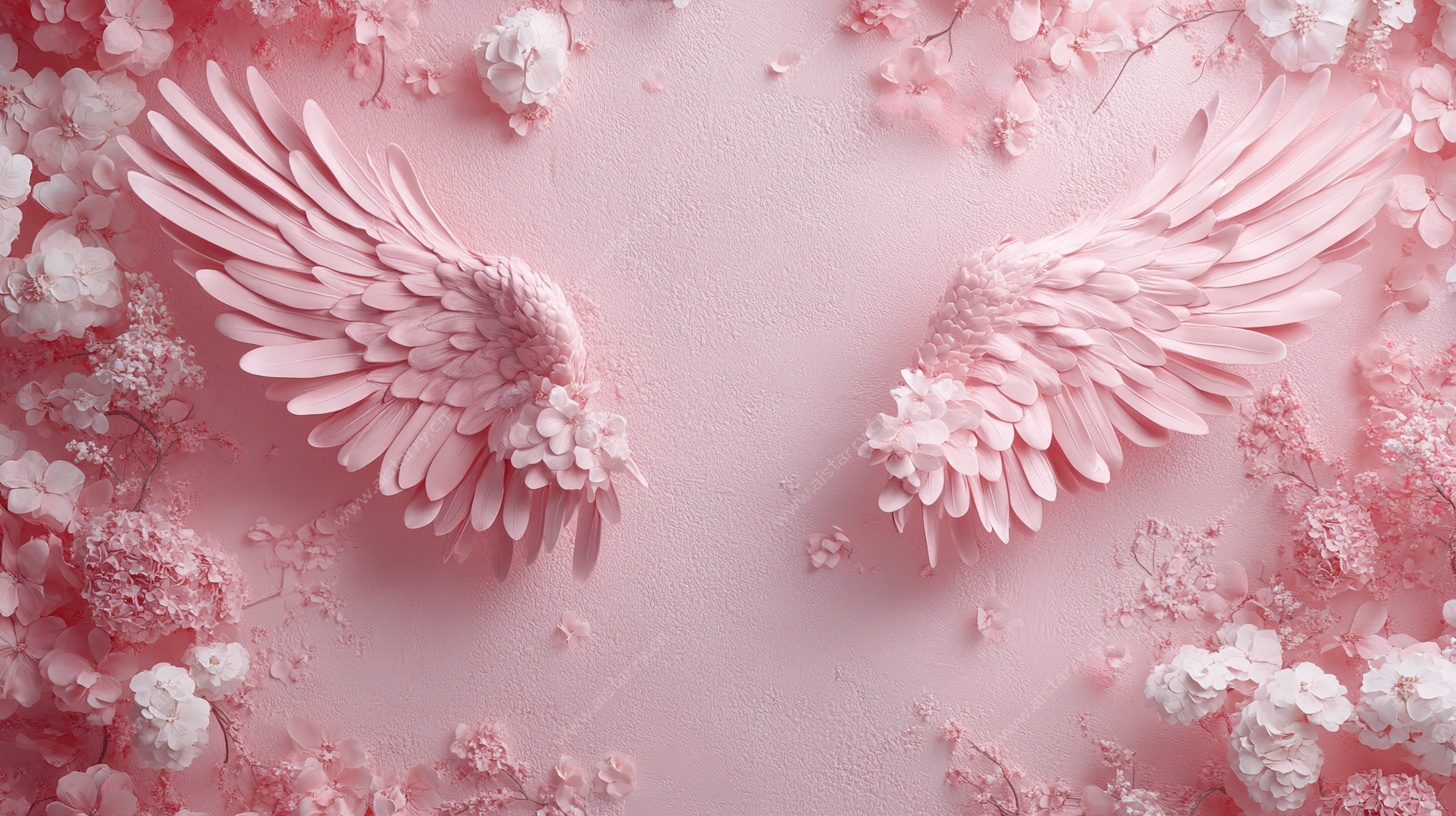 粉色梦幻天使羽翼背景图