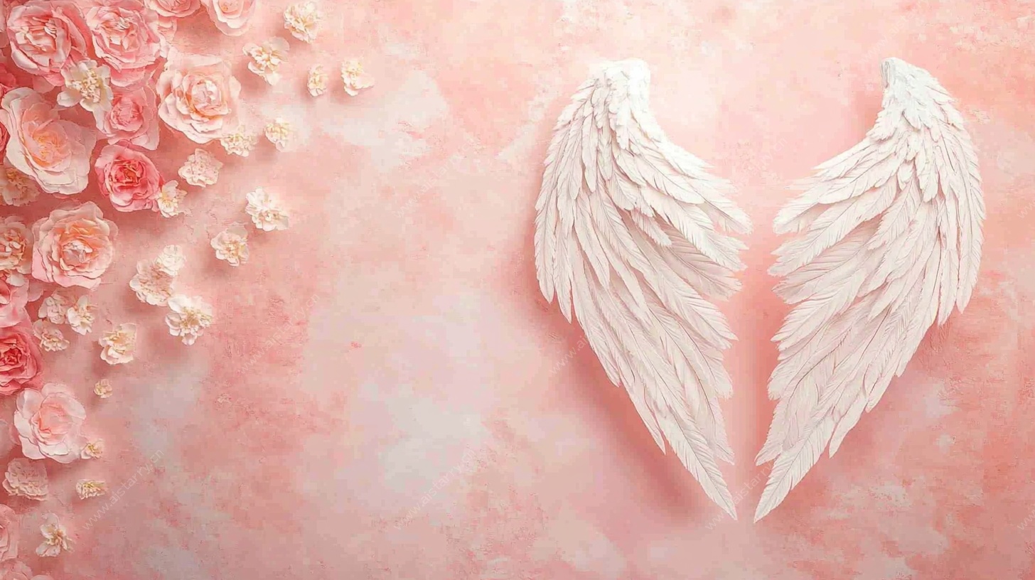 粉色背景上的天使翅膀