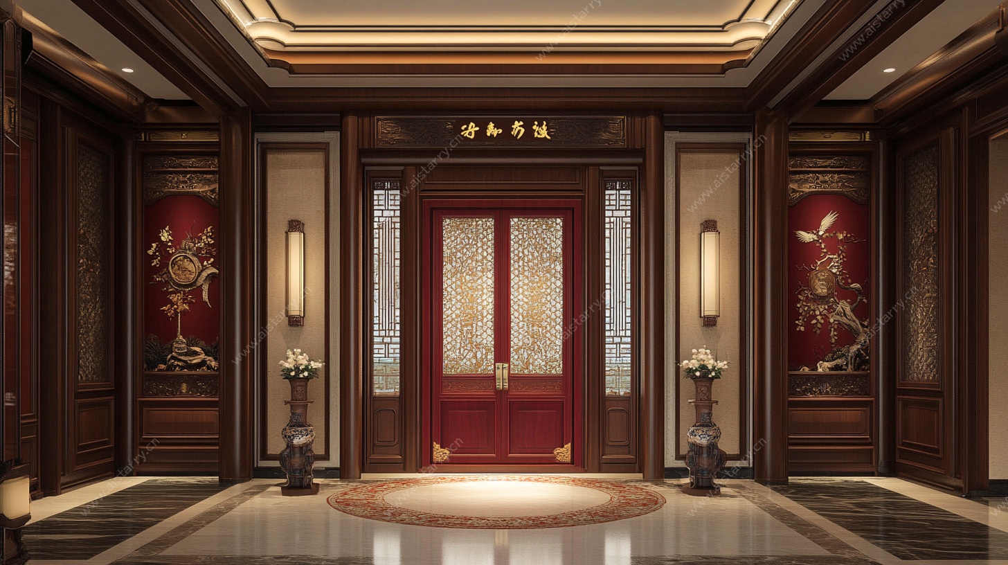 中式豪华大堂入口场景