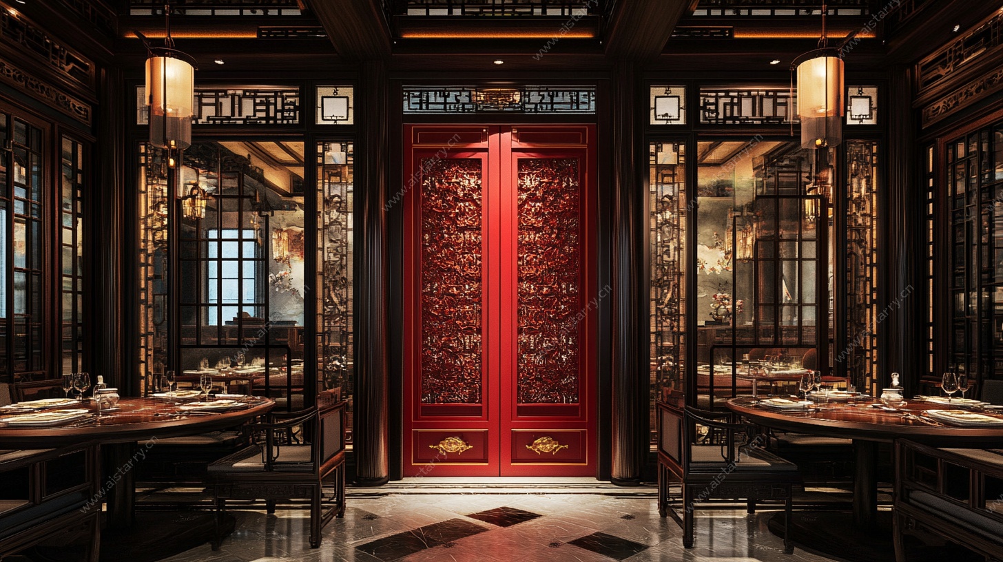 中式典雅餐厅室内场景
