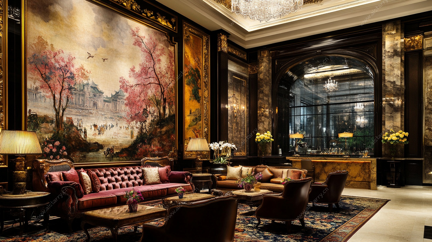 豪华复古风酒店大堂场景
