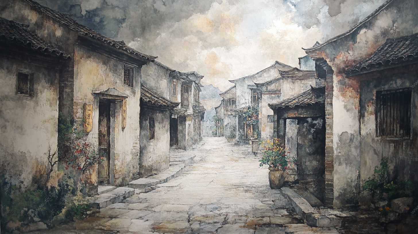 古巷水墨画