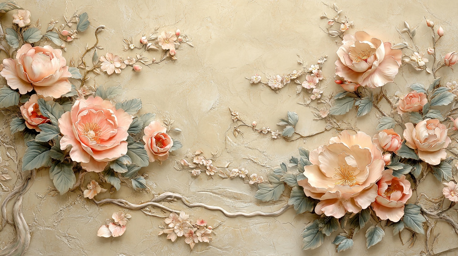 浮雕花卉背景图