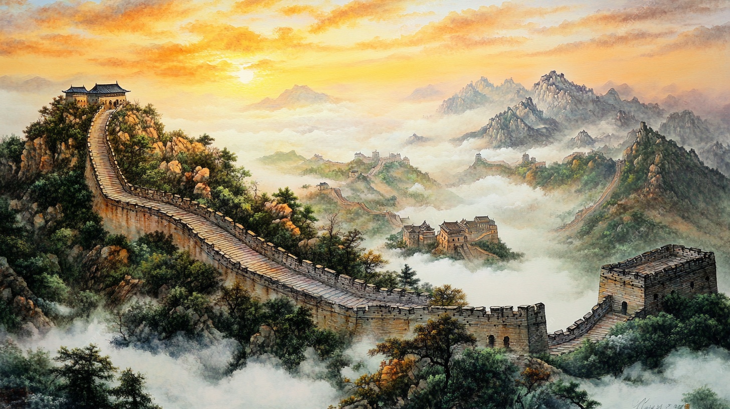 壮丽长城日出景观图