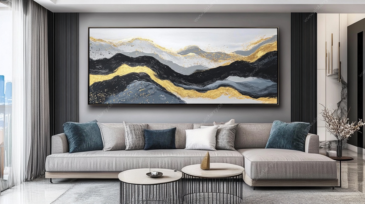 现代客厅抽象山水装饰画