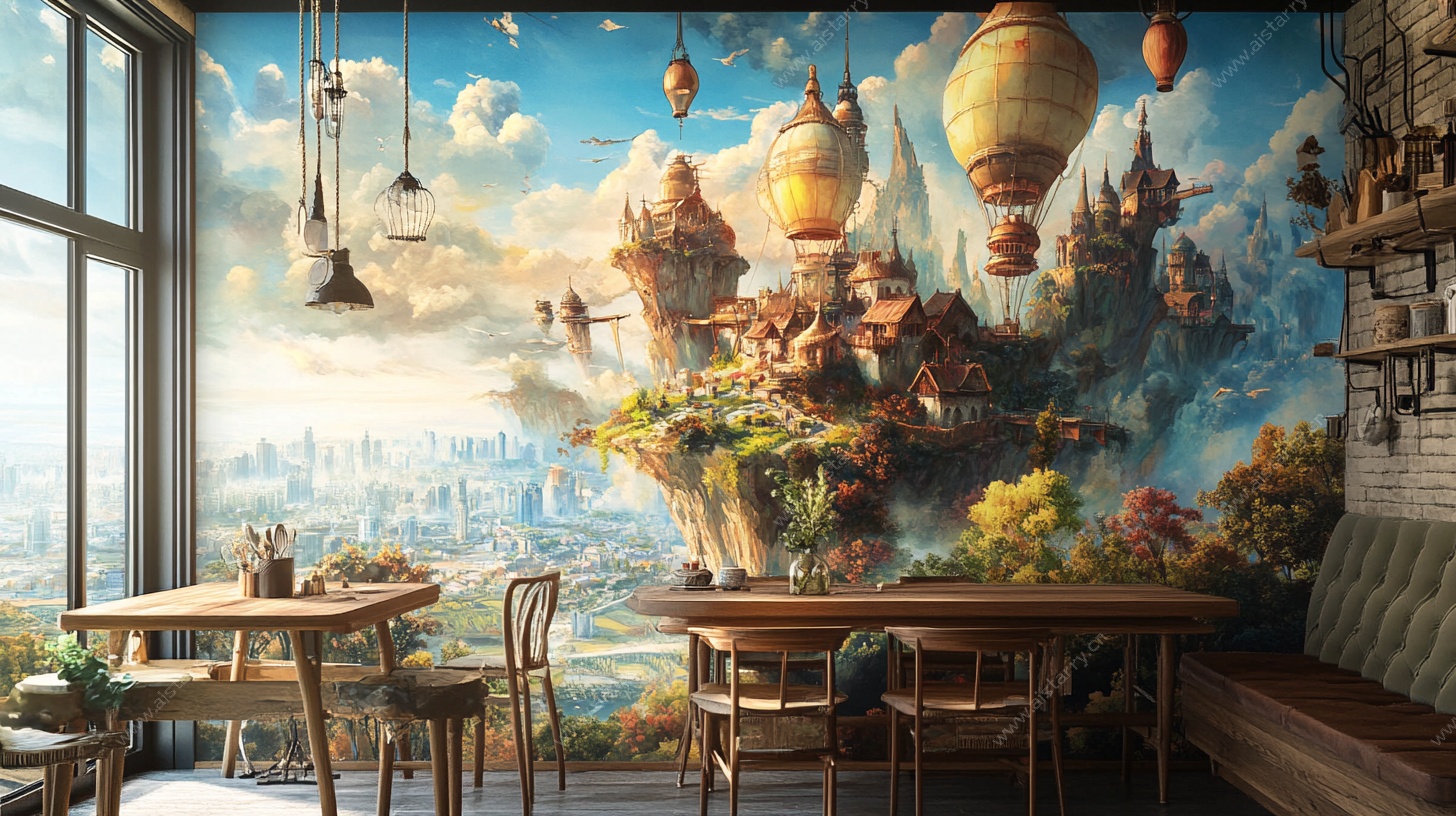梦幻空中城堡室内壁画