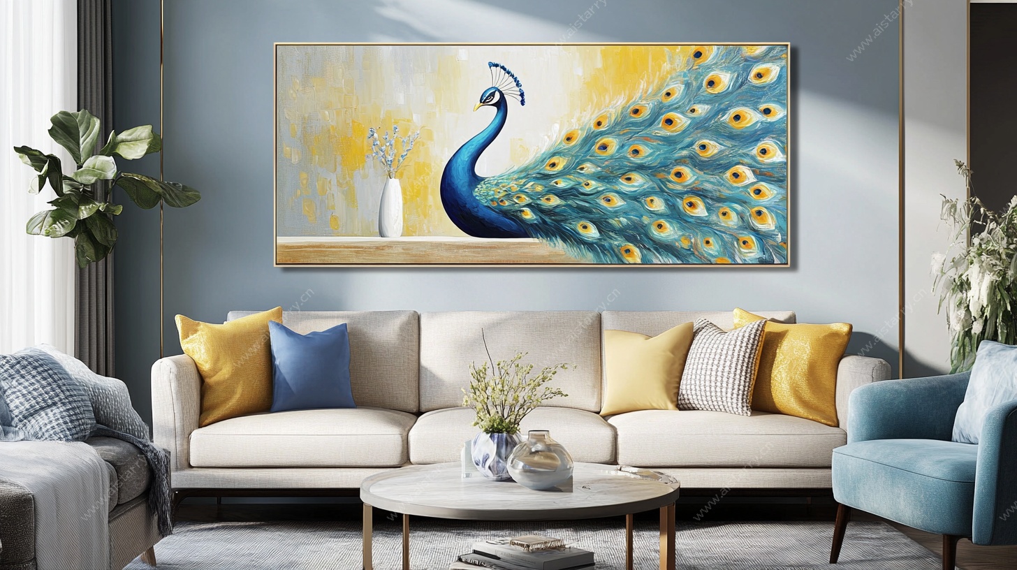 客厅孔雀装饰画艺术风