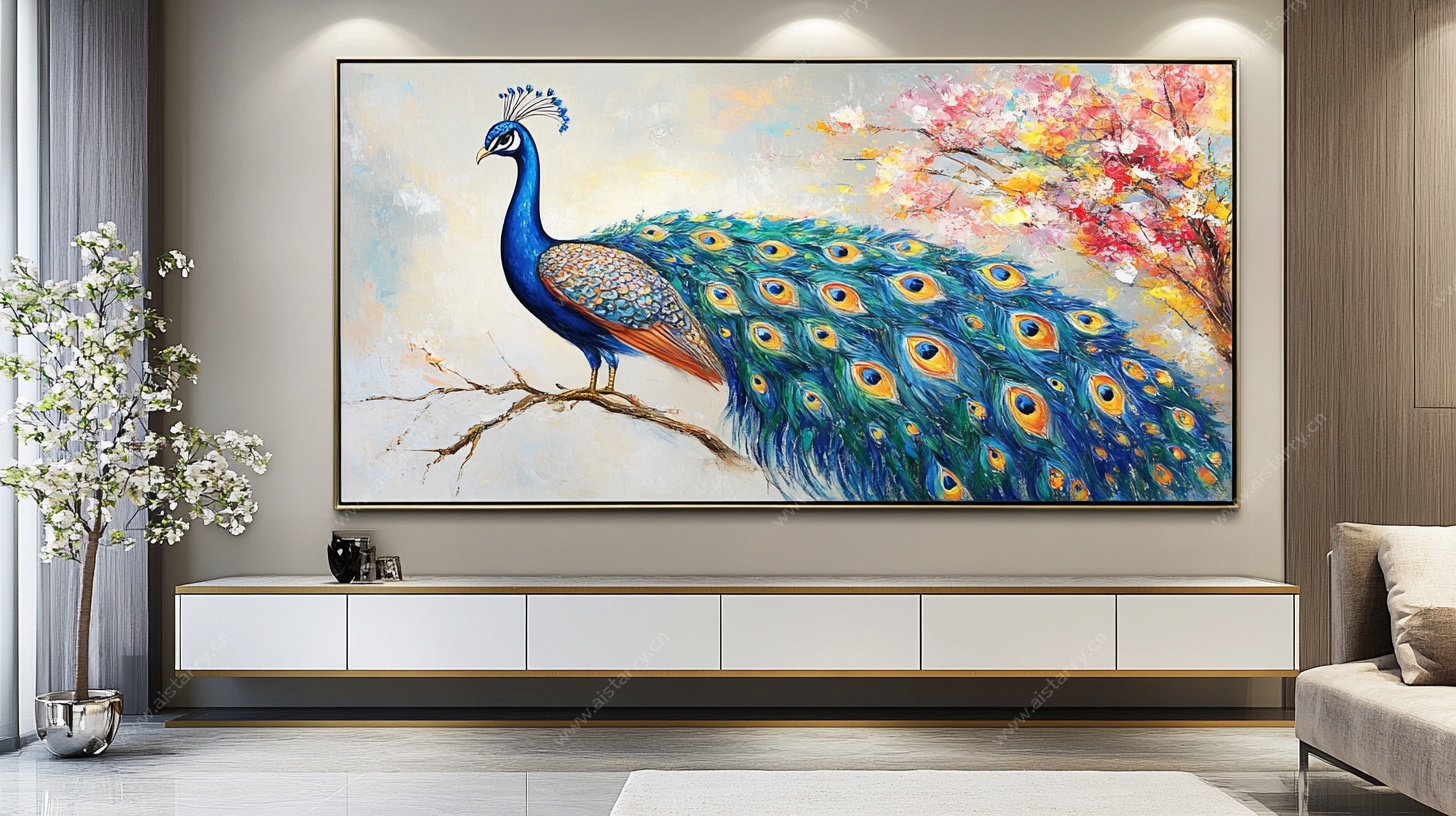客厅孔雀装饰画