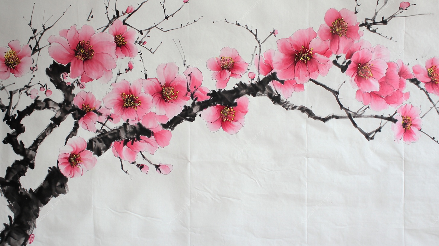 手绘粉色梅花图