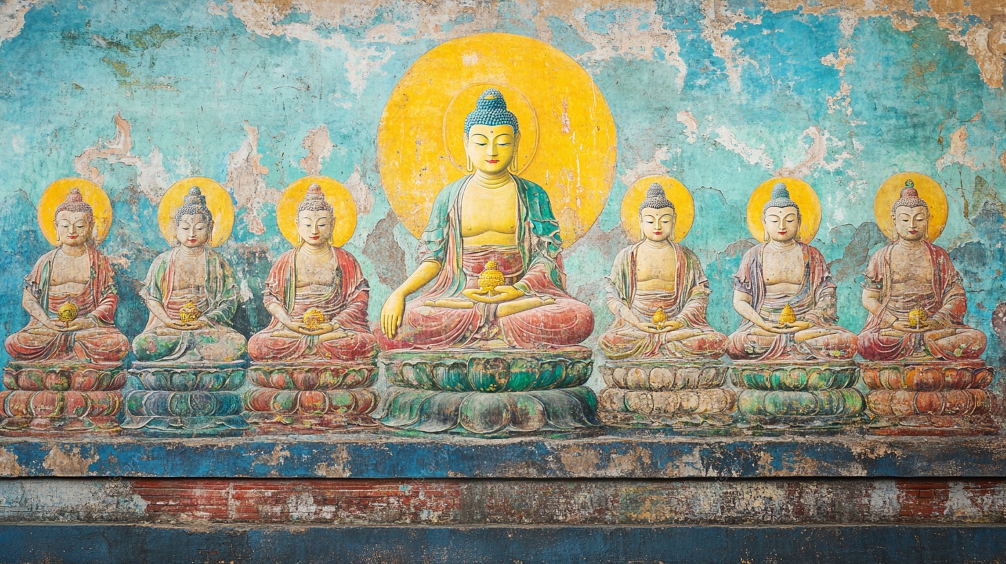 壁画上的众佛坐像