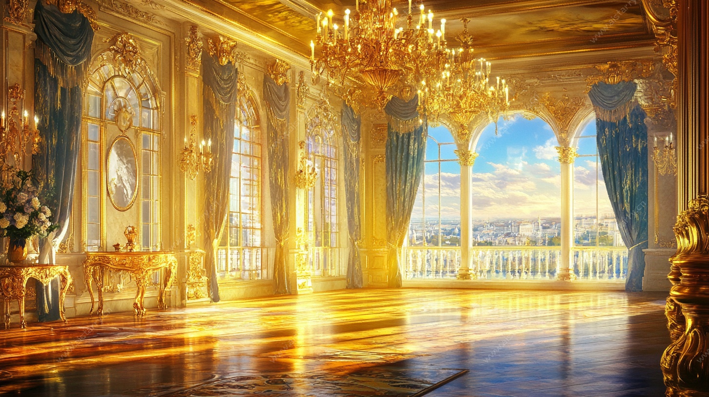 奢华欧式宫殿大厅场景