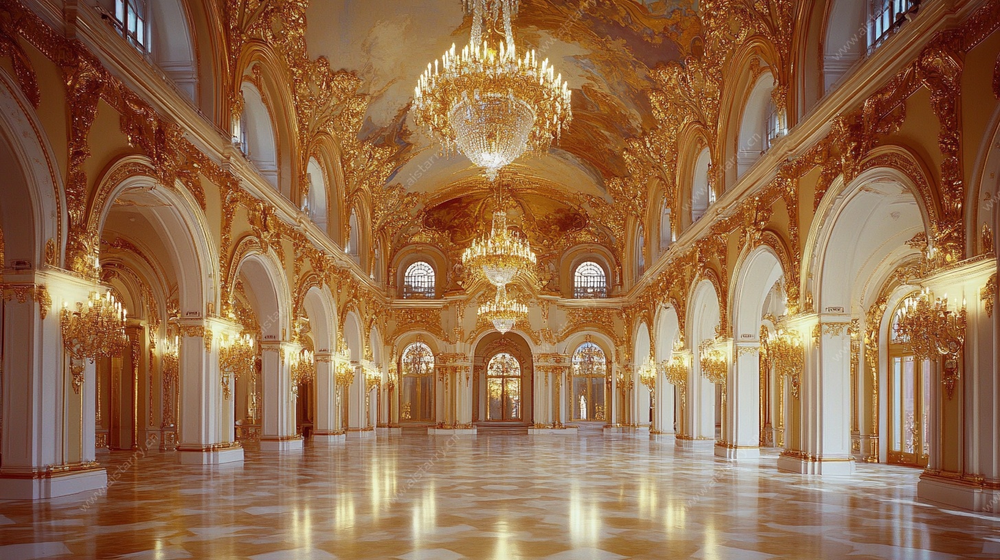 华丽欧式宫殿大厅内景