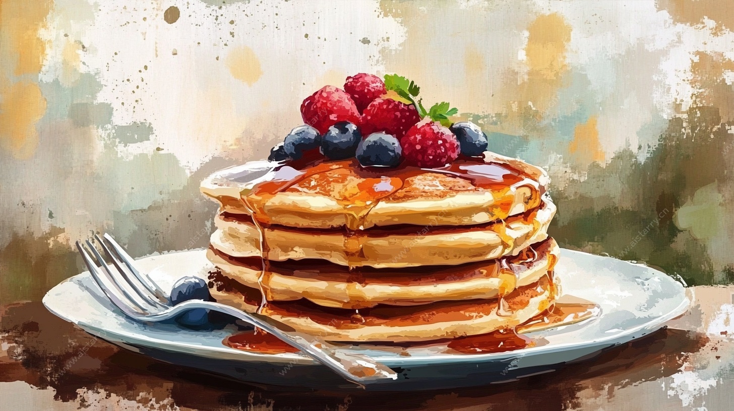 水彩风水果松饼插画