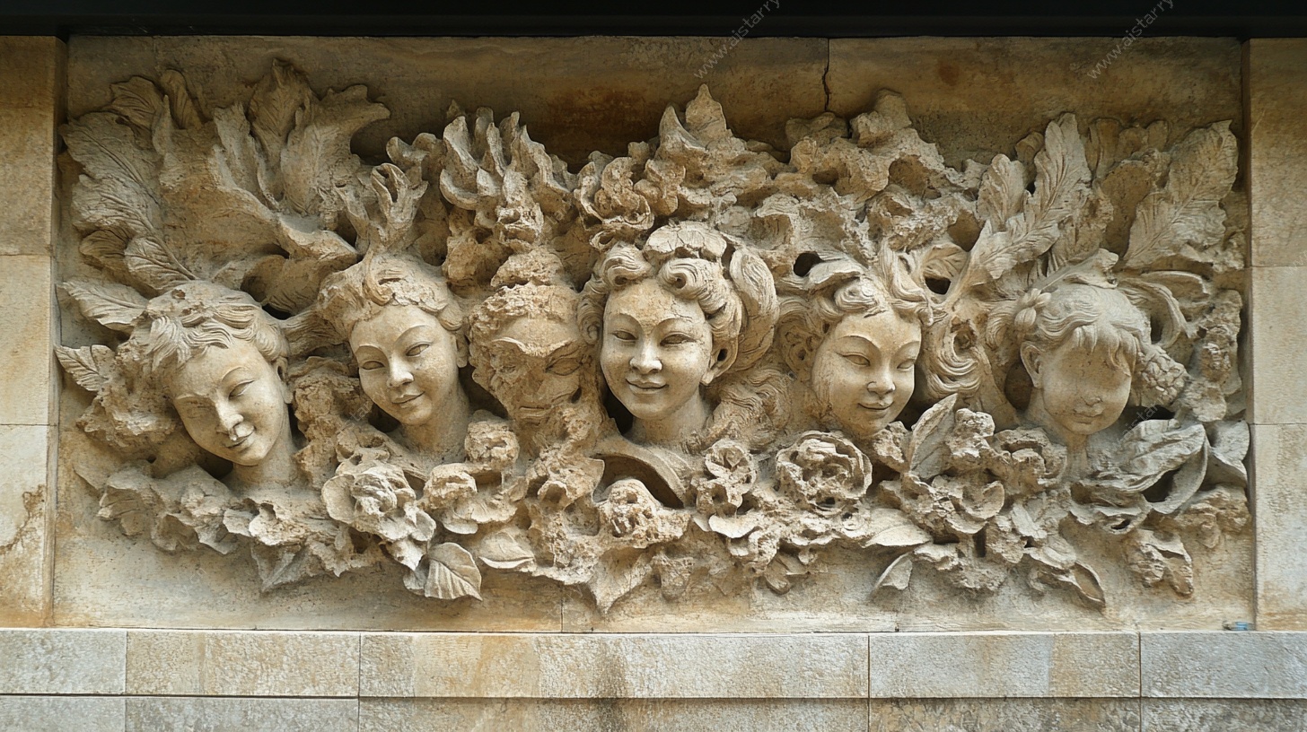 人物花卉浮雕艺术作品