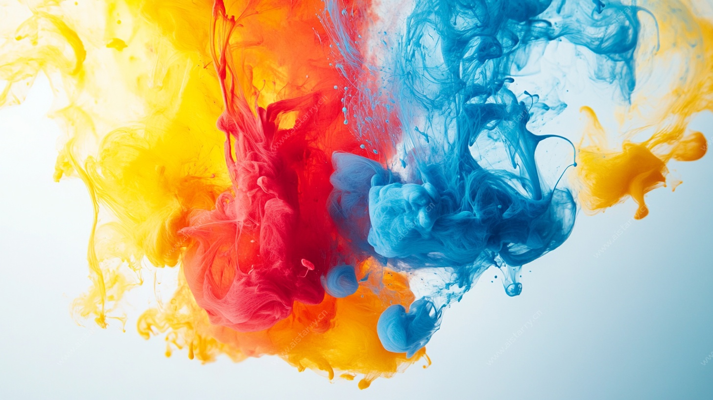 彩色墨水在水中飞舞