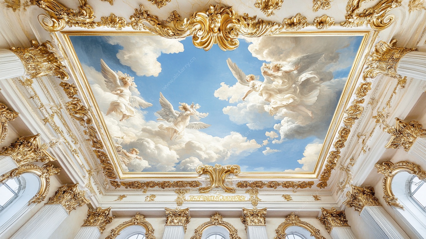 欧式华丽天使主题天花板