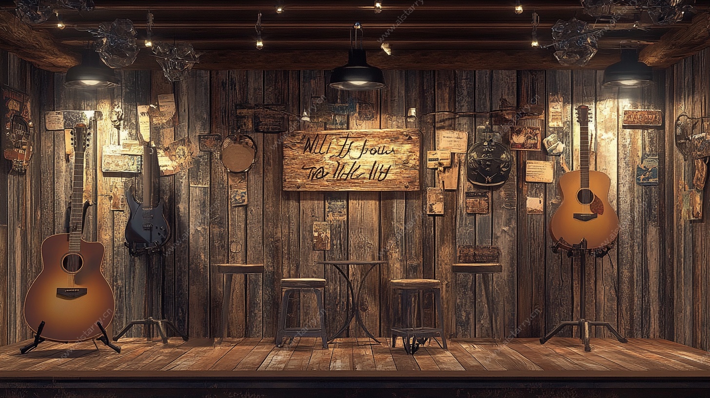 复古吉他店室内展示空间
