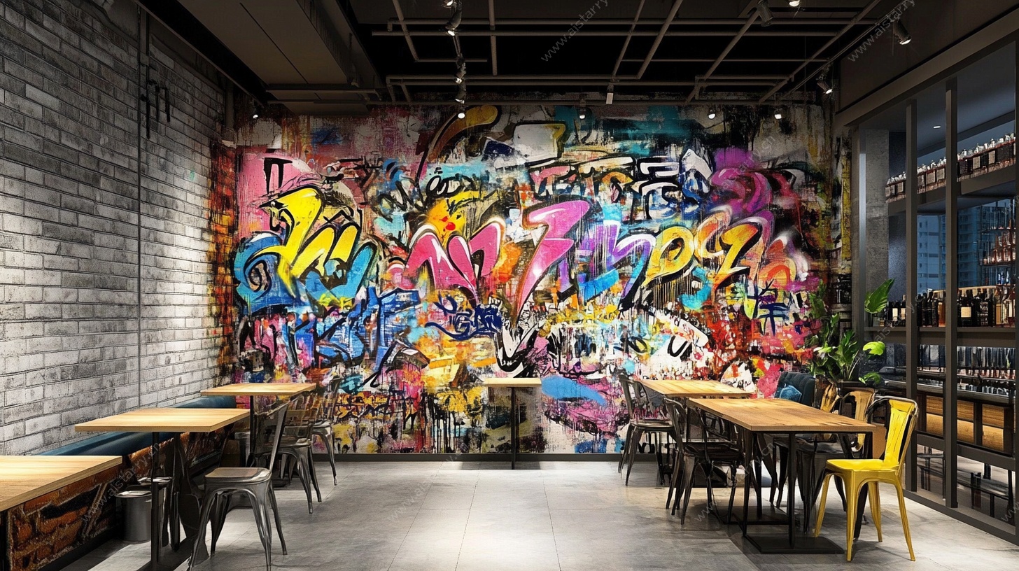 涂鸦风餐厅室内场景