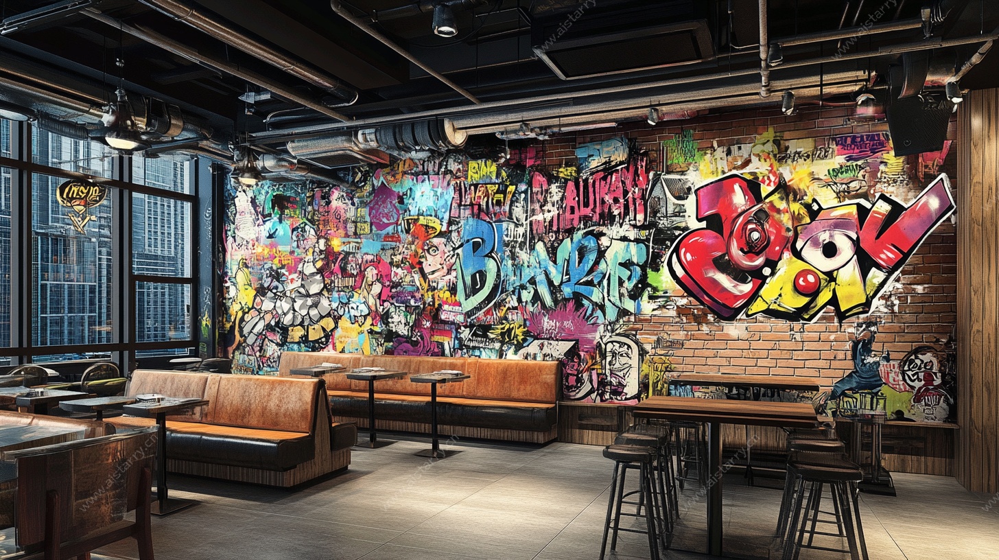 涂鸦风潮流室内休闲空间