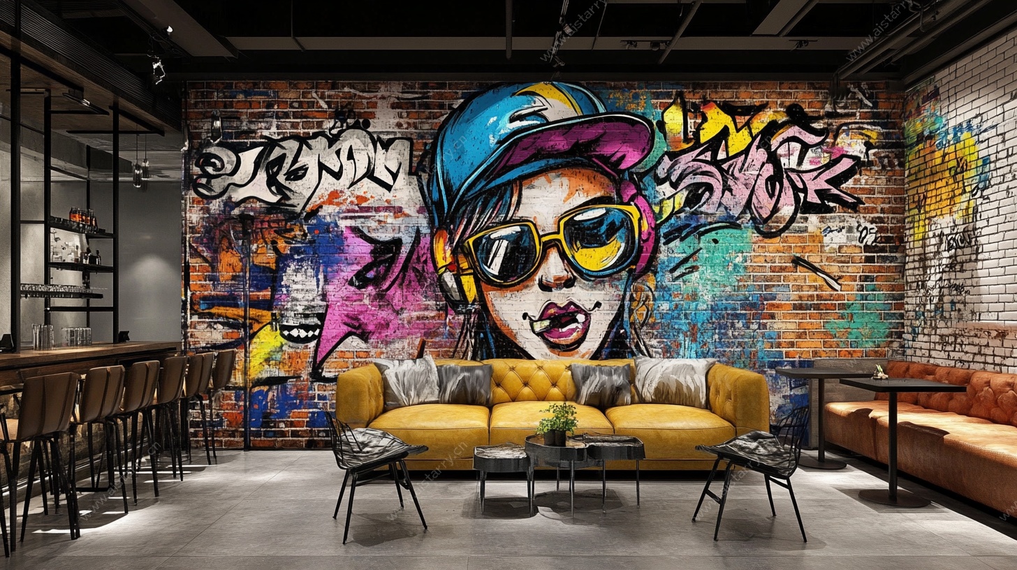 涂鸦风室内休闲空间场景