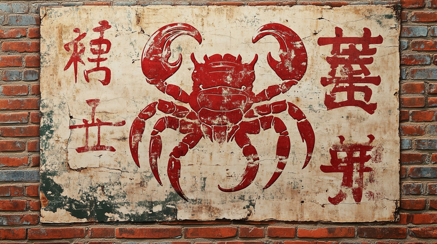 复古螃蟹招牌海报