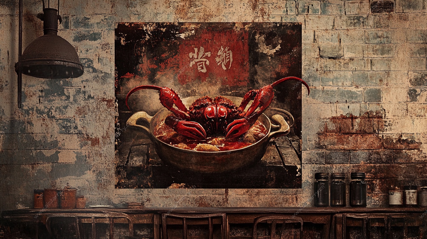 复古风墙上的龙虾海报