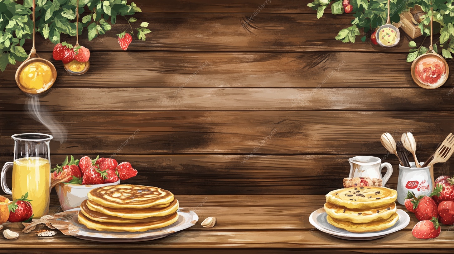 木质桌上的美味早餐