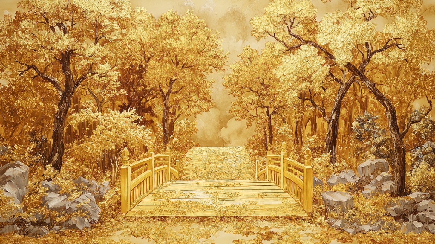 金色梦幻林间桥景