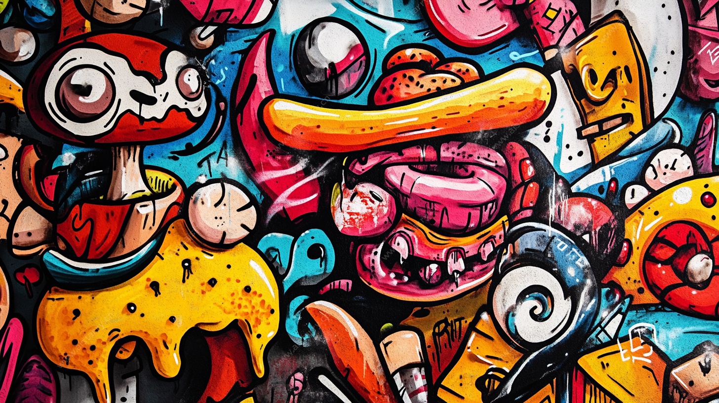 多彩街头风涂鸦艺术画面