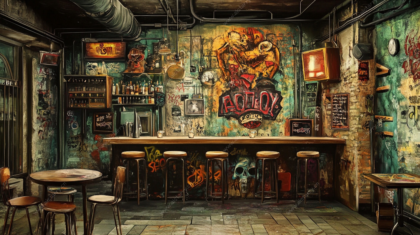复古工业风酒吧室内场景
