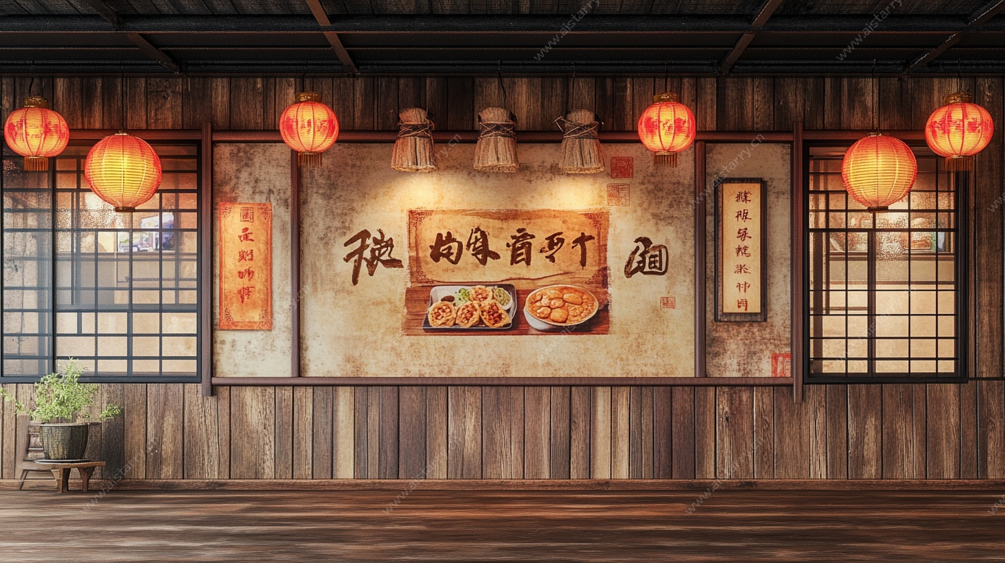 中式餐厅墙面装饰效果图