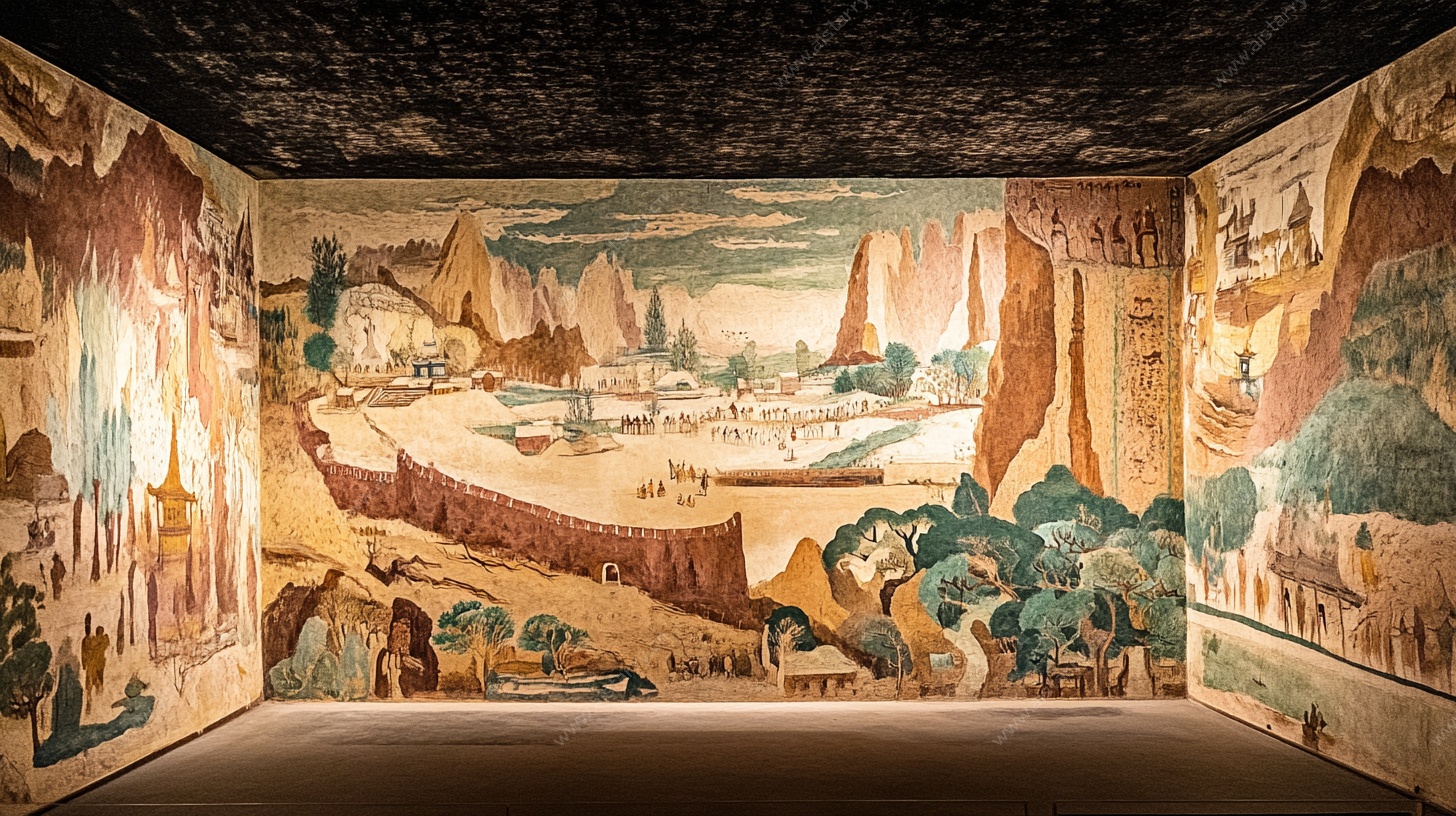 敦煌风格室内壁画艺术场景