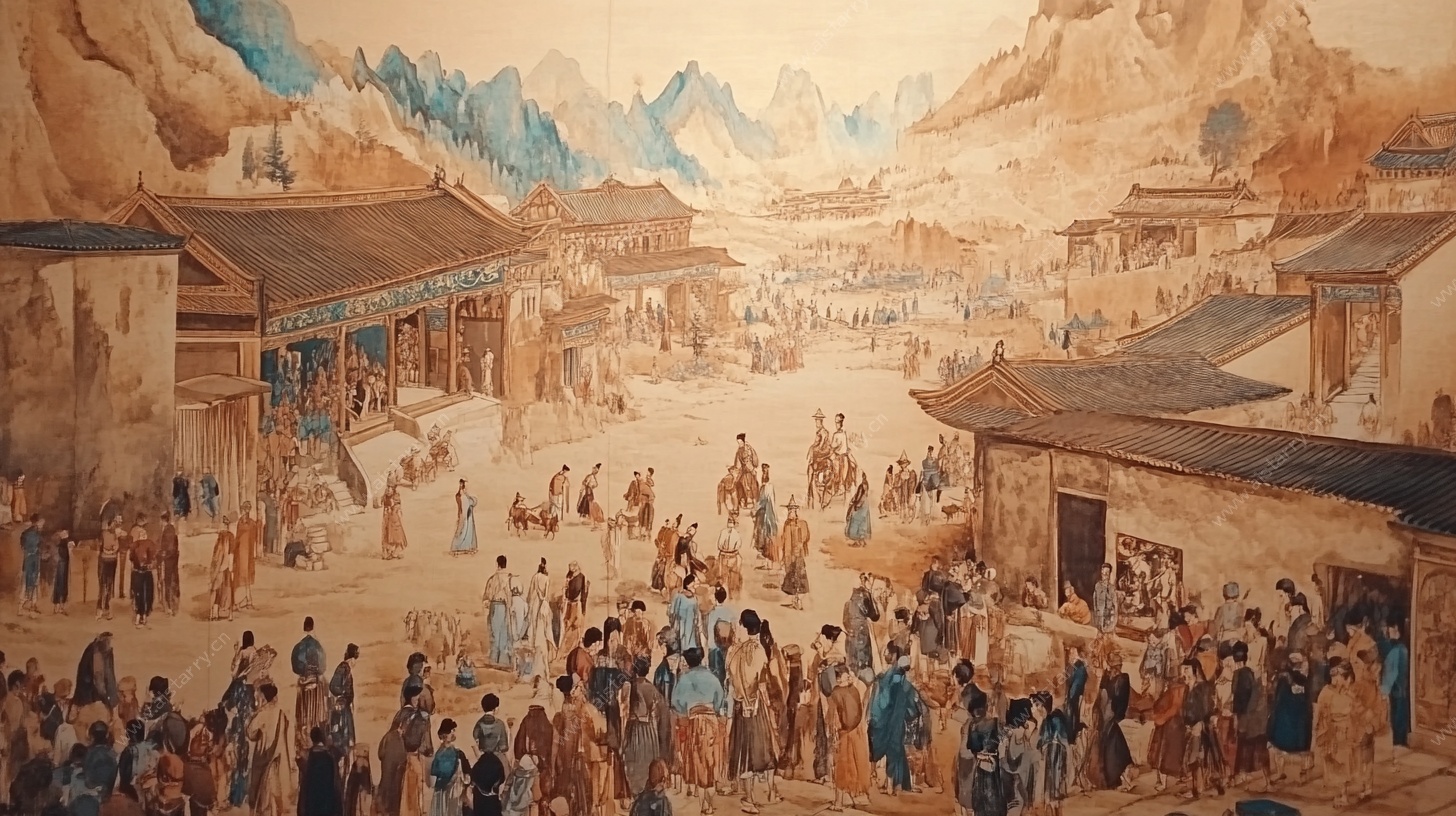 古代集市热闹场景图