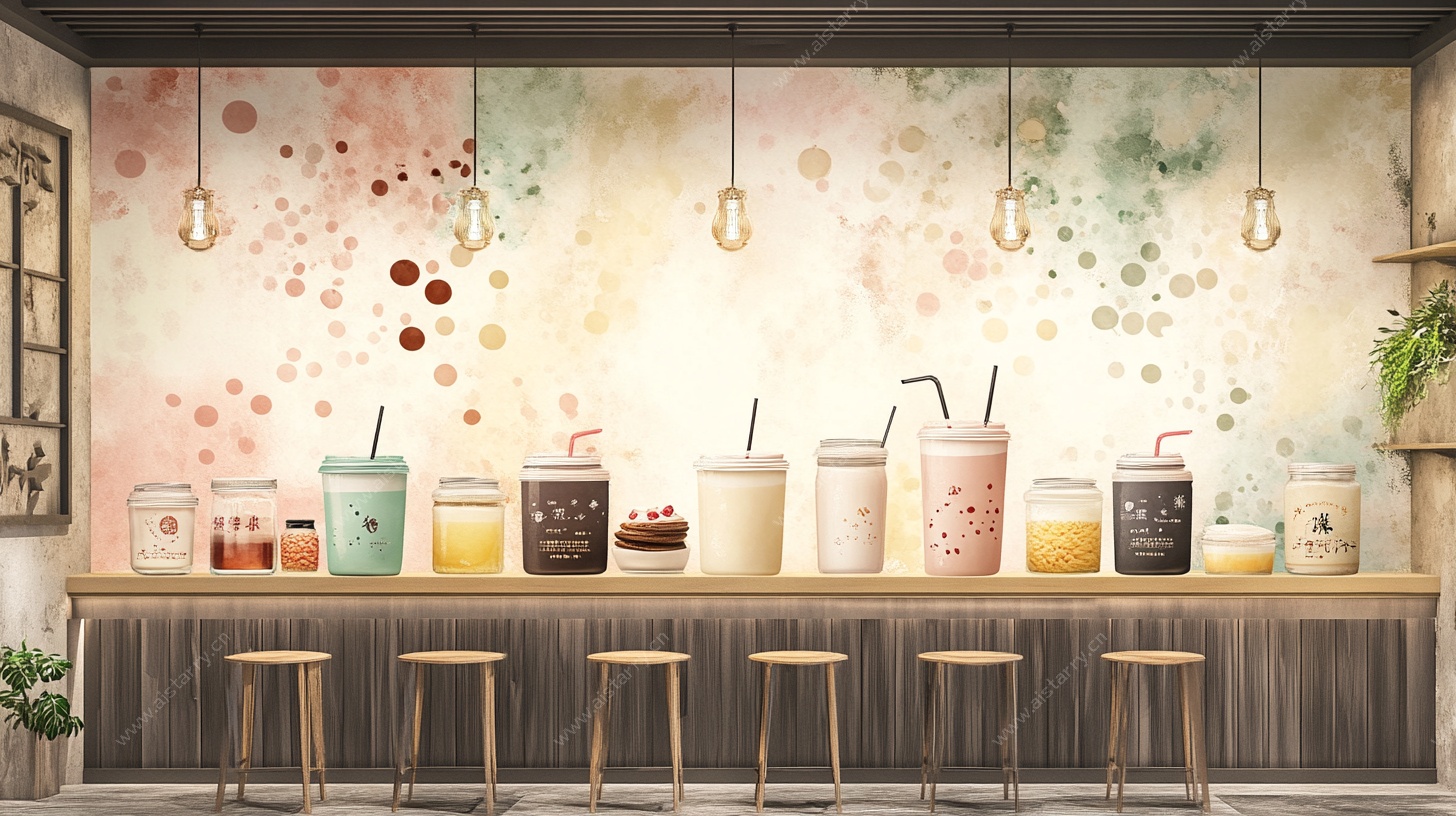 梦幻风奶茶店吧台场景