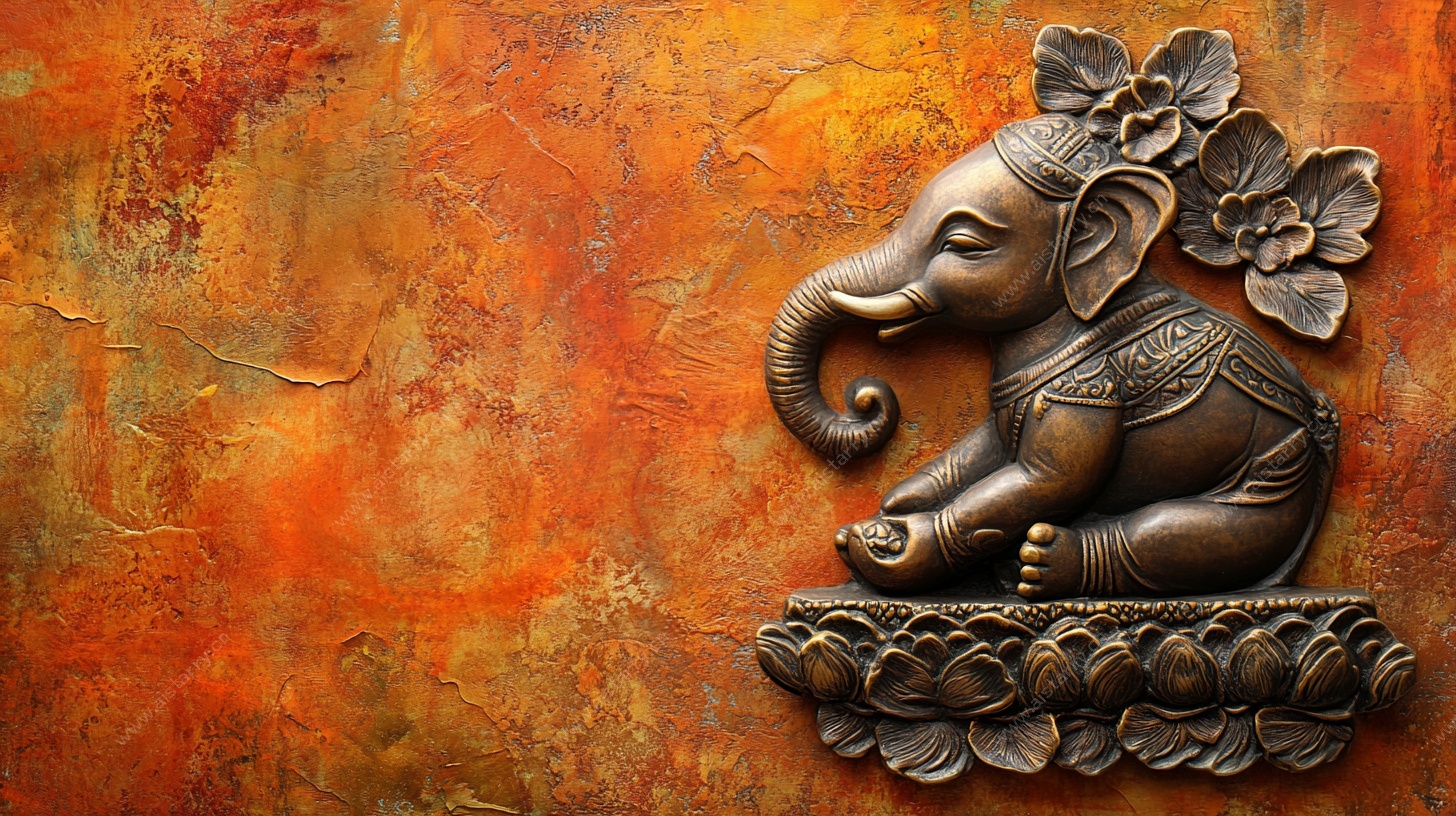 印度风格青铜小象浮雕