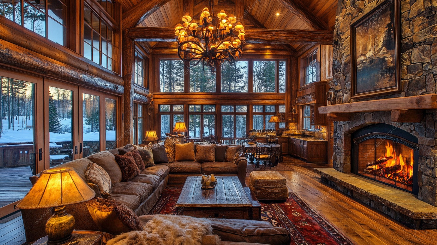 豪华温馨的木质客厅空间