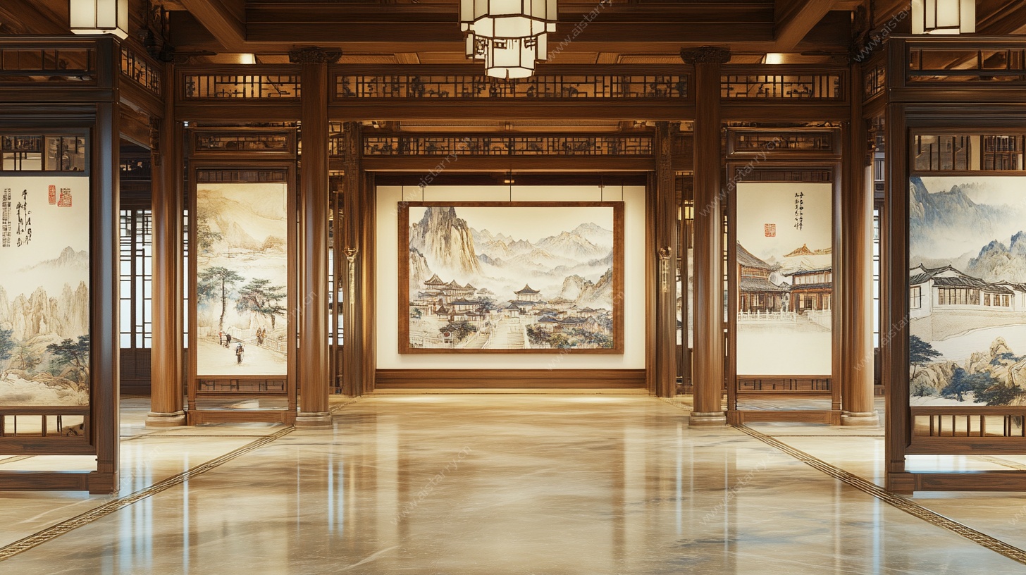 中式古典大厅装饰效果图