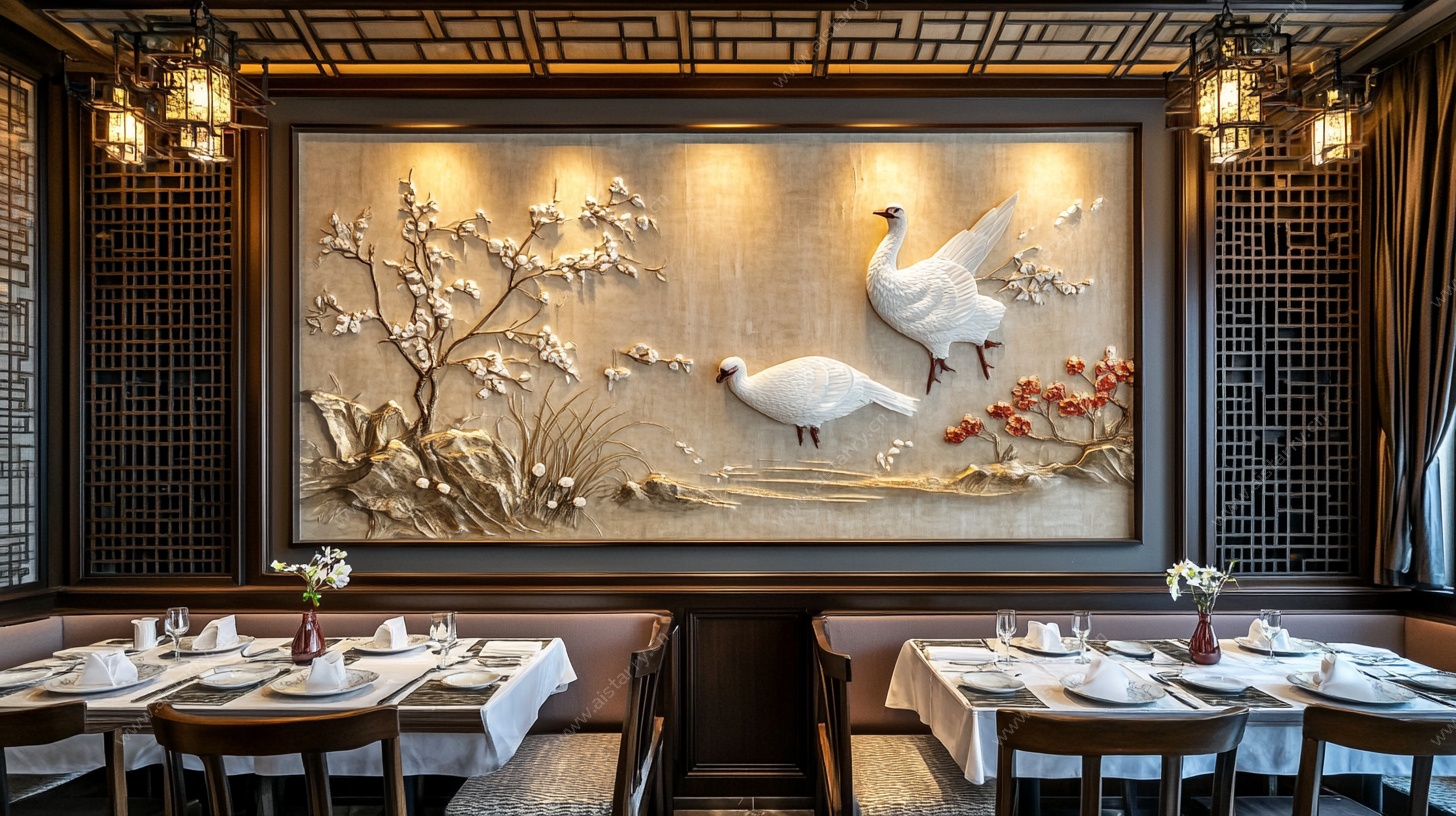 中式餐厅雅致墙面装饰