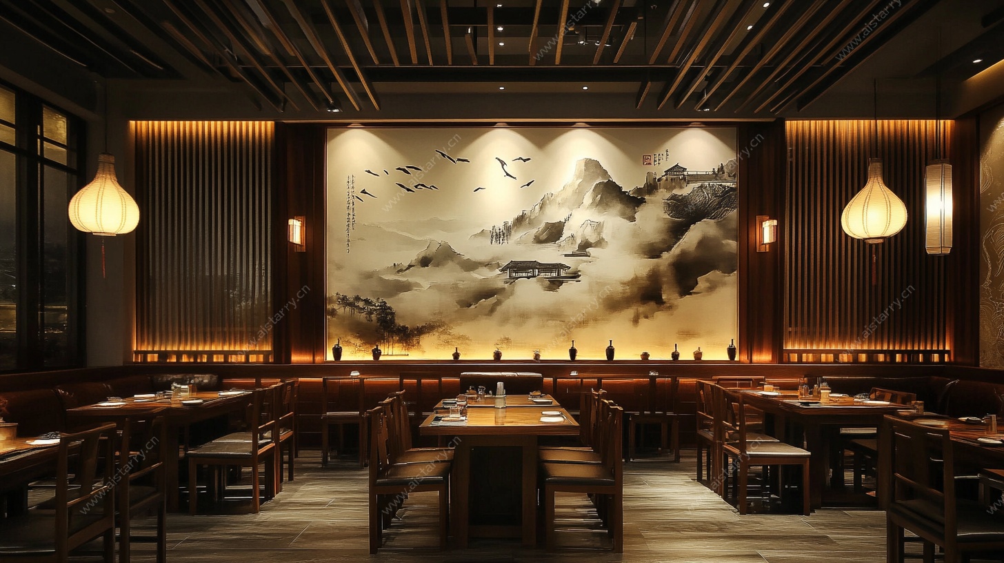 中式餐厅室内优雅场景