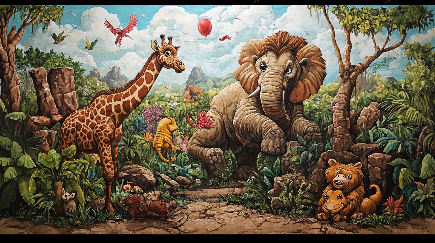 丛林动物欢乐聚会场景