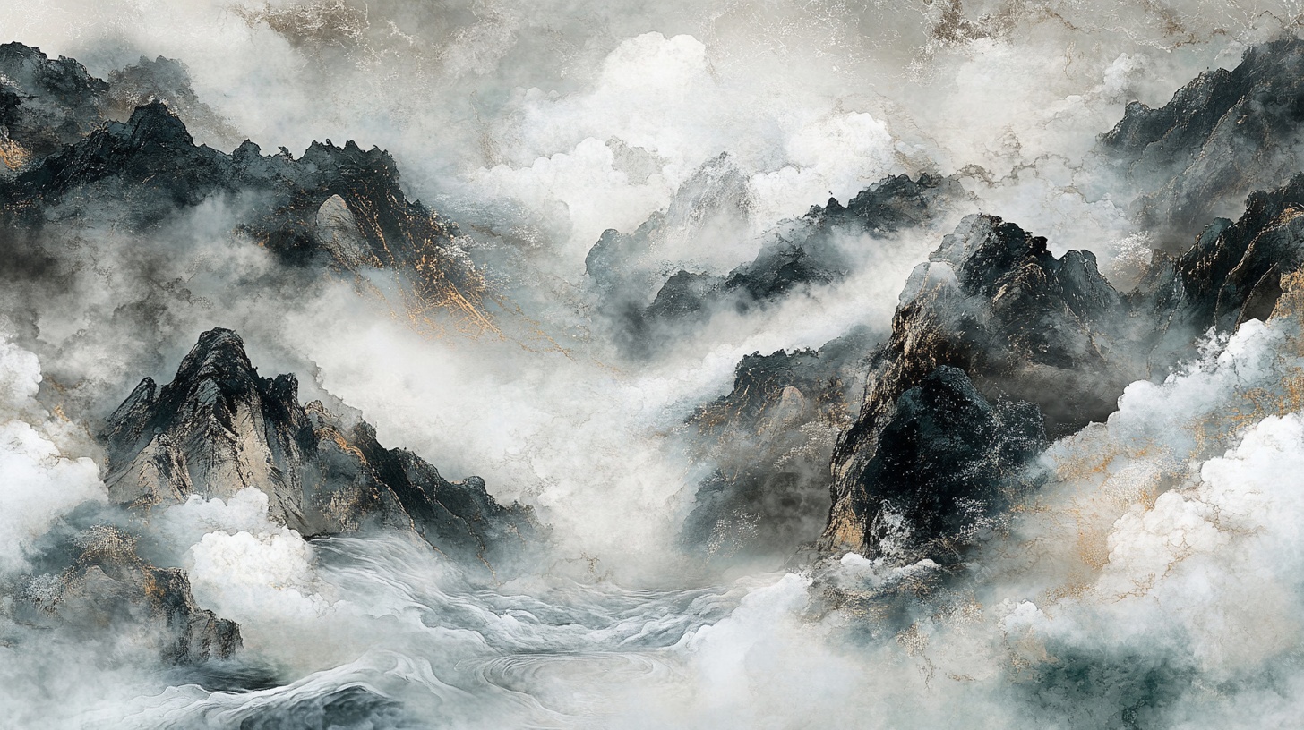 水墨云雾山川图