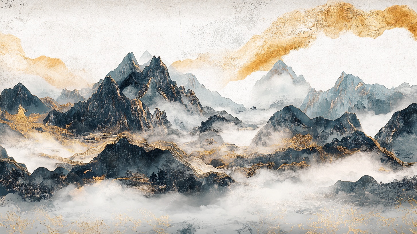 水墨云山意境图